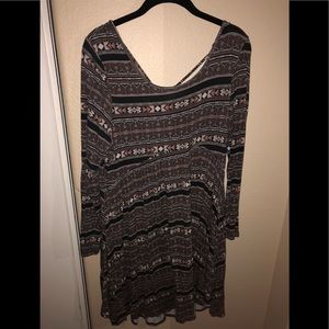 Long sleeve brown tribal dress